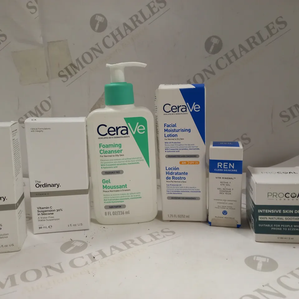 LOT OF APPROXIMATELY 6 SKINCARE PRODUCTS TO INCLUDE CERAVE , THE ORDINARY , REN ECT