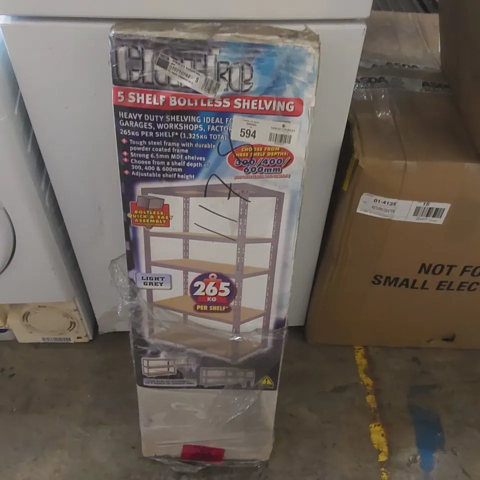 BOXED CLARKE CSM5265/30LG HEAVY DUTY BOLTLESS SHELVING (LIGHT GREY)