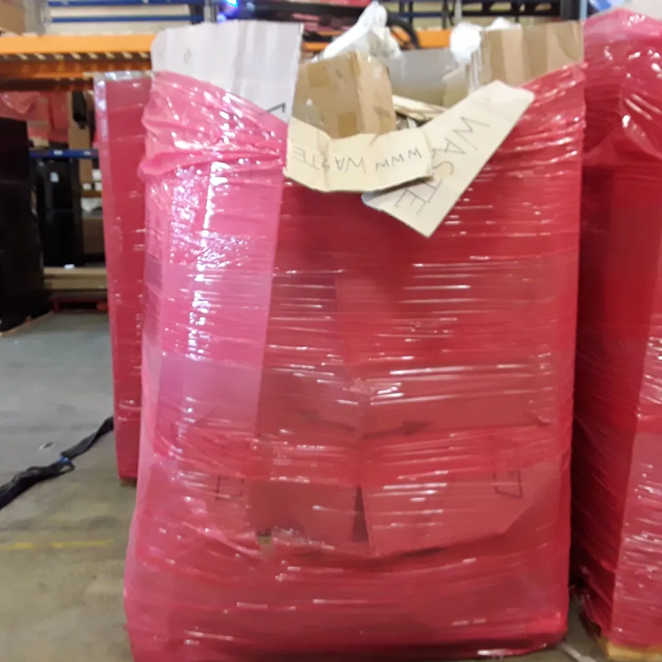 PALLET OF ASSORTED HOUSEHOLD GOODS TO INCLUDE UMBRELLAS, BLINDS AND FURNITURE ECT