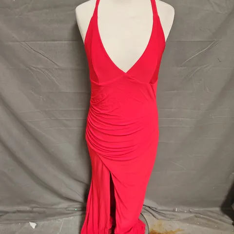 CLUB L LUCKY DAY CROSS OVER BACK FISHTAIL MAXI DRESS IN RED SIZE 14