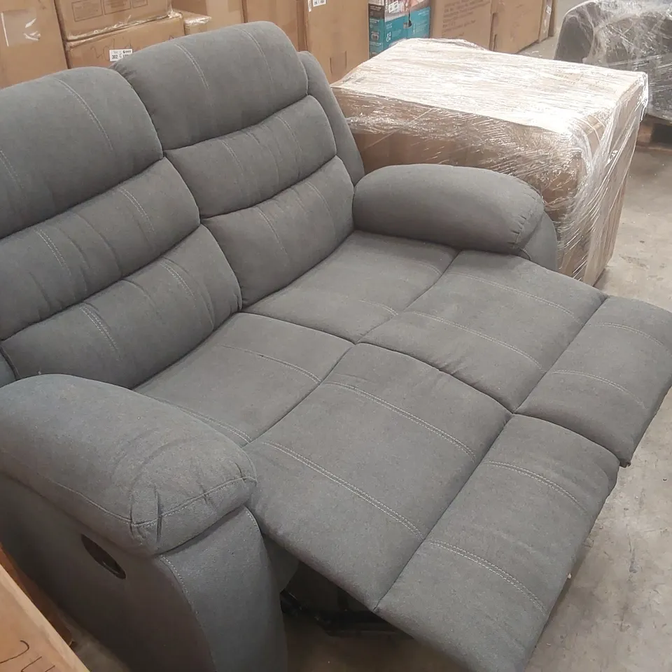QUALITY DESIGNER FABRIC UPHOLSTERED MANUAL RECLINER SOFA