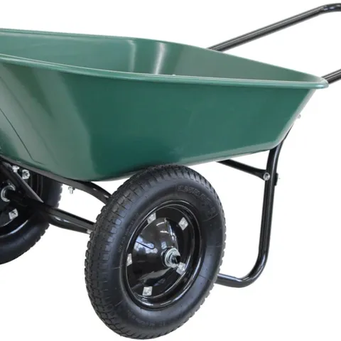 BOXED HEAVY DUTY TWO WHEELED 70L GARDEN WHEELBARROW PNEUMATIC TYRE
