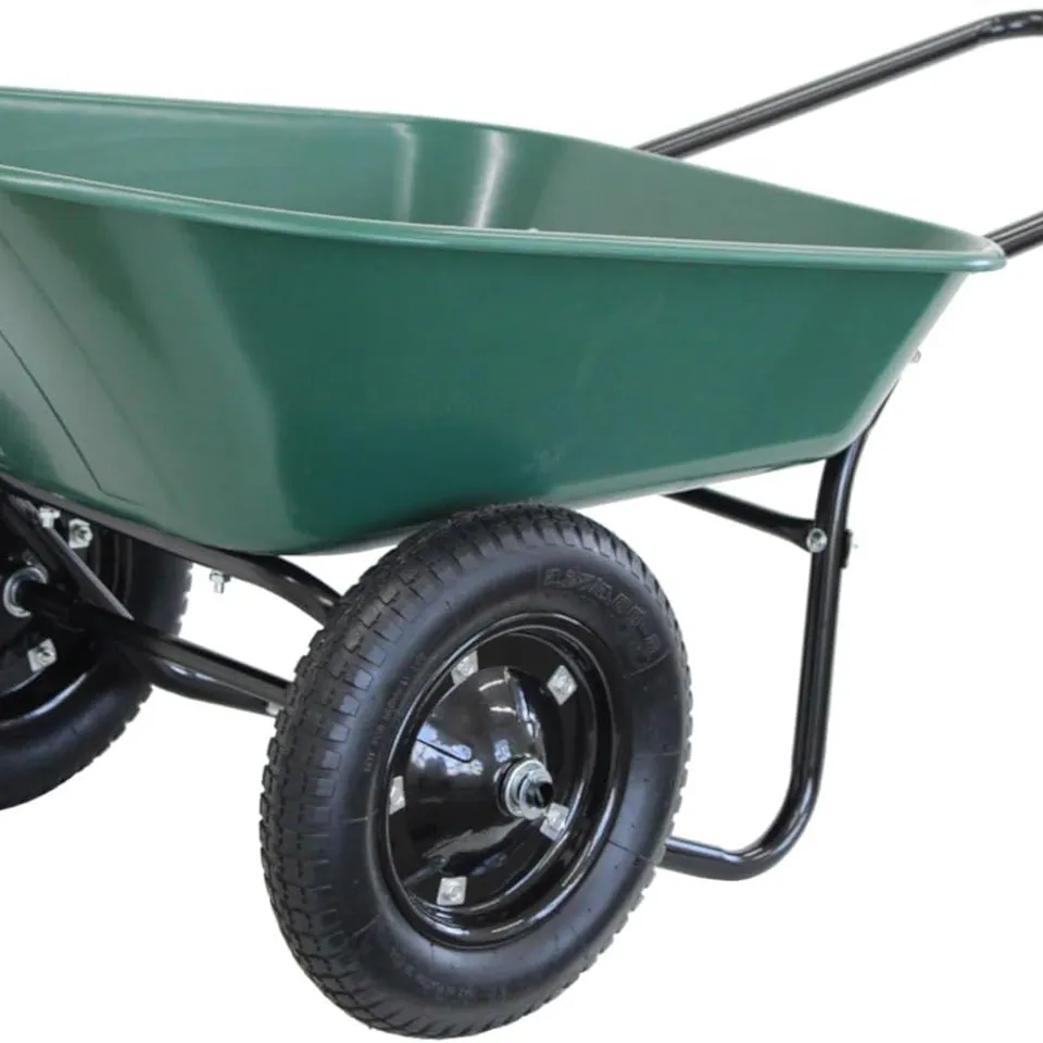 BOXED HEAVY DUTY TWO WHEELED 70L GARDEN WHEELBARROW PNEUMATIC TYRE
