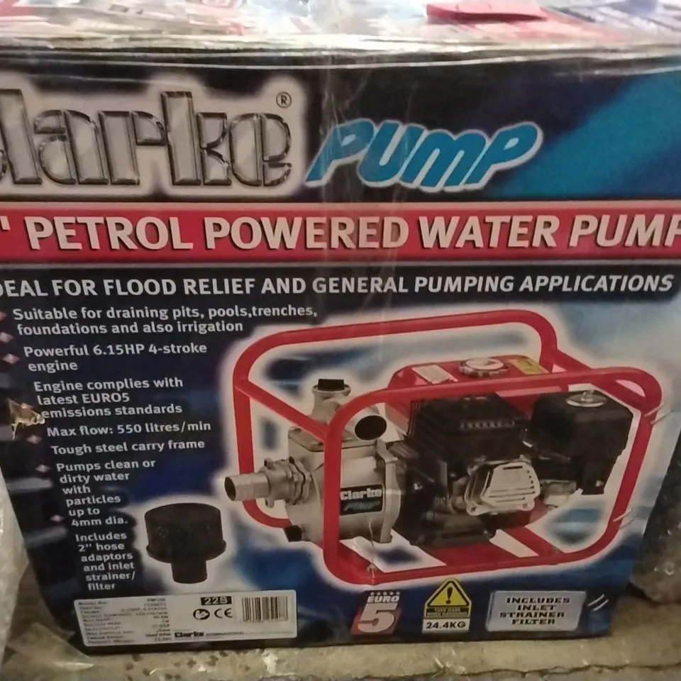 BOXED CLARKE PW50A 2" PETROL POWERED WATER PUMP