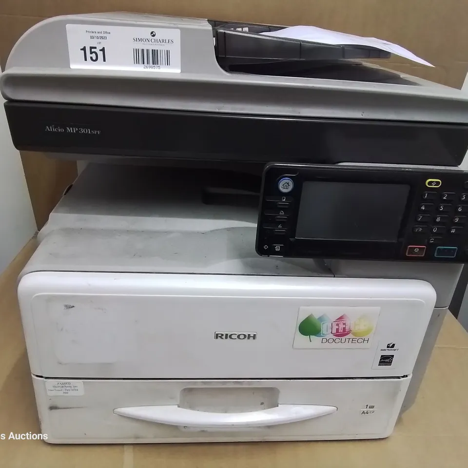 RICOH AFICIO MP 301 SPF FAST MONO MULTI FUNCTION FAX/SCAN/ PRINT 31ppm