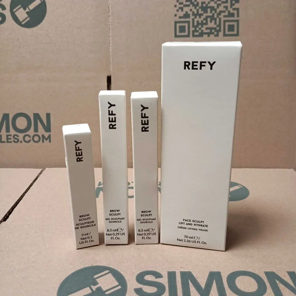 4 X REFY COSMETIC PRODUCTS "CLEAR" TO INCLUDE FACE SCULPT, BROW SCULPT ETC