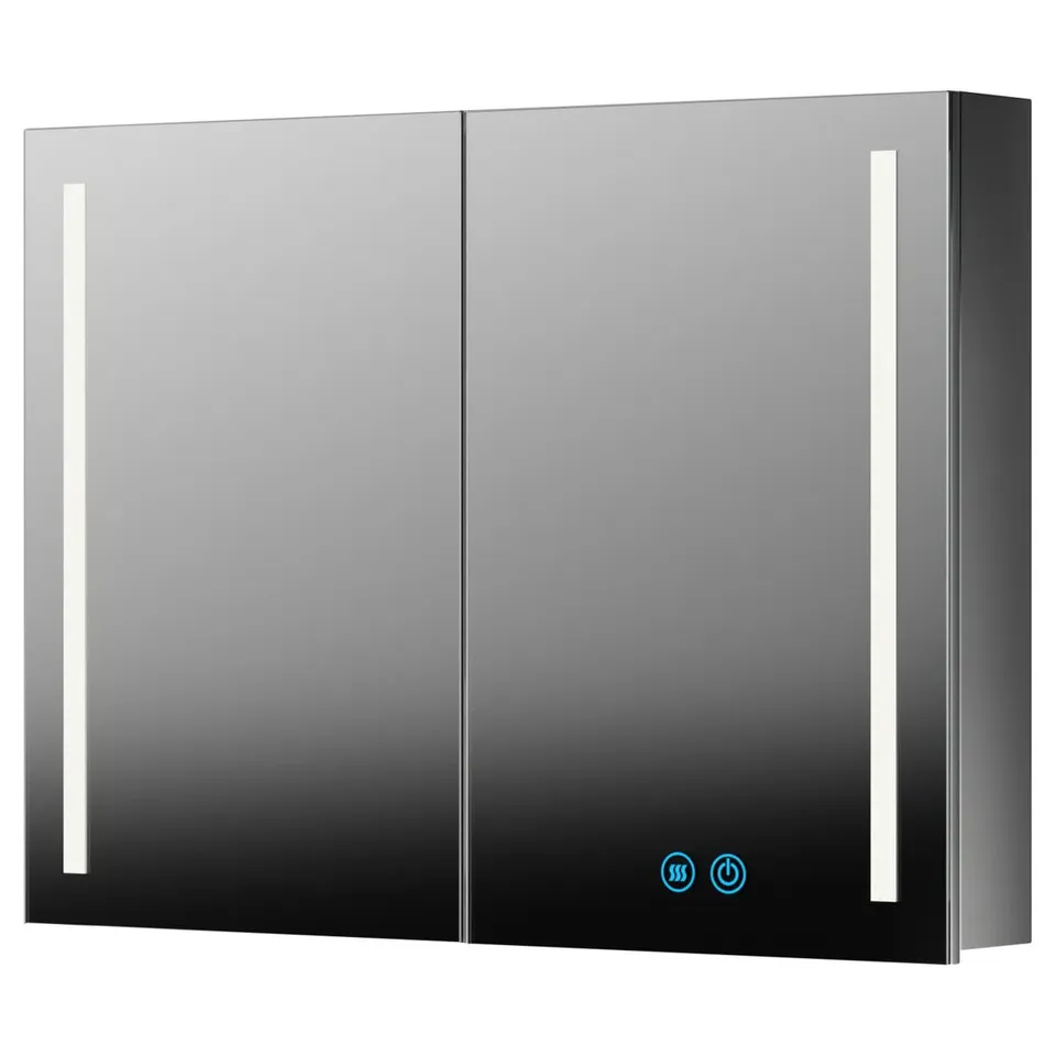 BOXED HALBORO 80×60CM SURFACE MOUNT MIRROR CABINET WITH LED LIGHTING