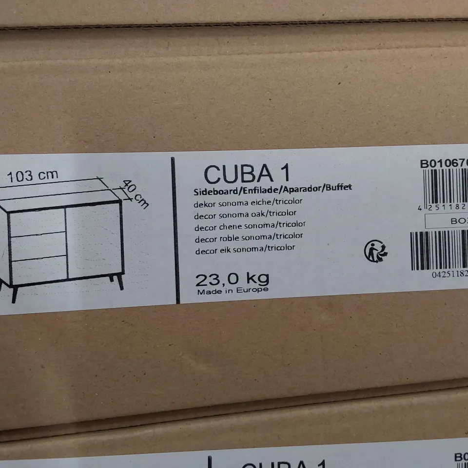 BOX 1 OF 2 CUBA 1 SIDEBOARD SONOMA OAK/ TRI COLOUR (1 BOX)