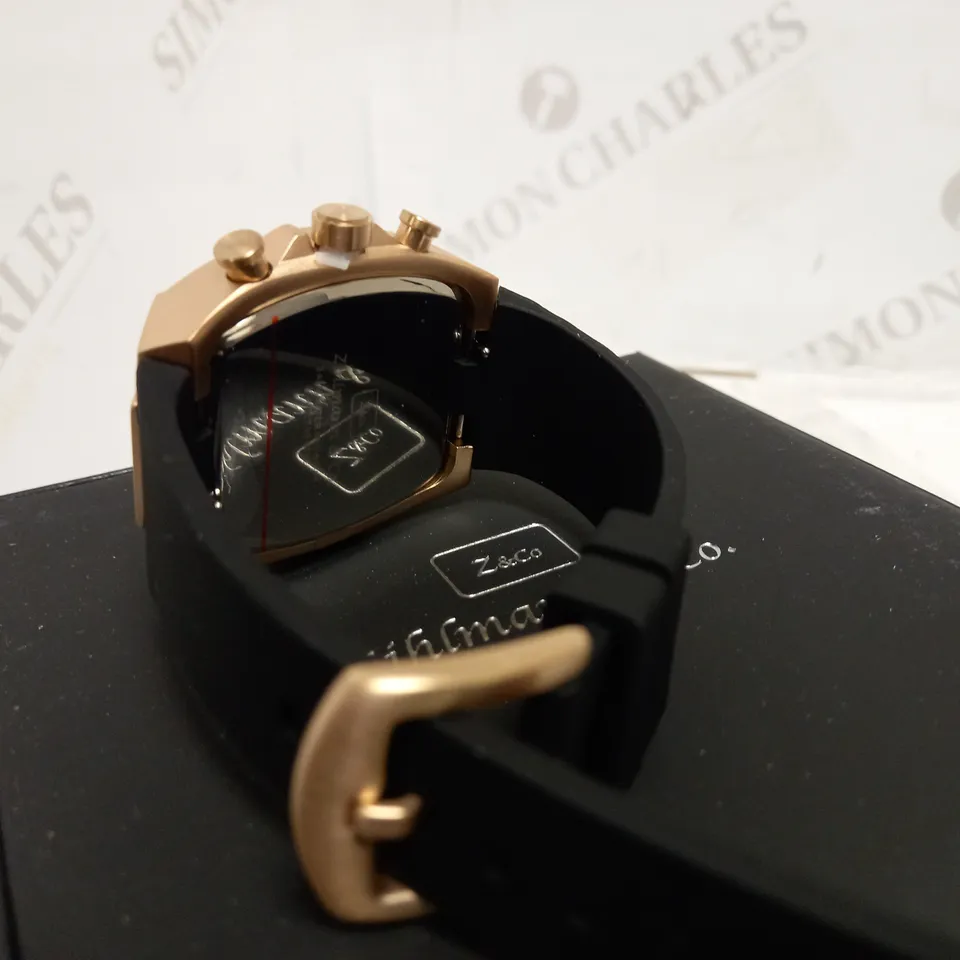 ZIHLMANN & CO TRIPLE DIAL STUD DETAIL RUBBER STRAP WATCH RRP £520