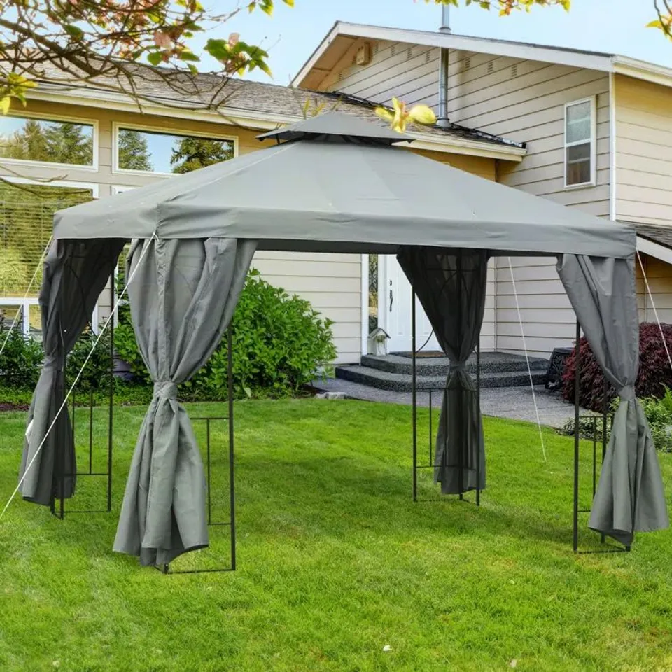 BOXED 3m W X 3m D METAL GAZEBO (1 BOX)