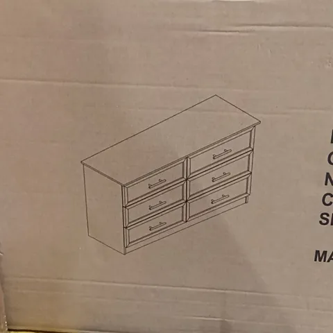 BOXED 3+3 DRAWER CHEST - IVORY/BEAUFORT OAK (1 BOX)