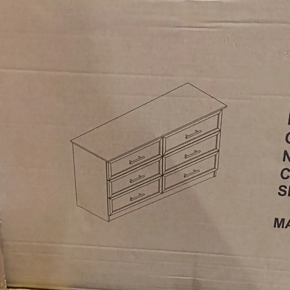 BOXED 3+3 DRAWER CHEST - IVORY/BEAUFORT OAK (1 BOX)