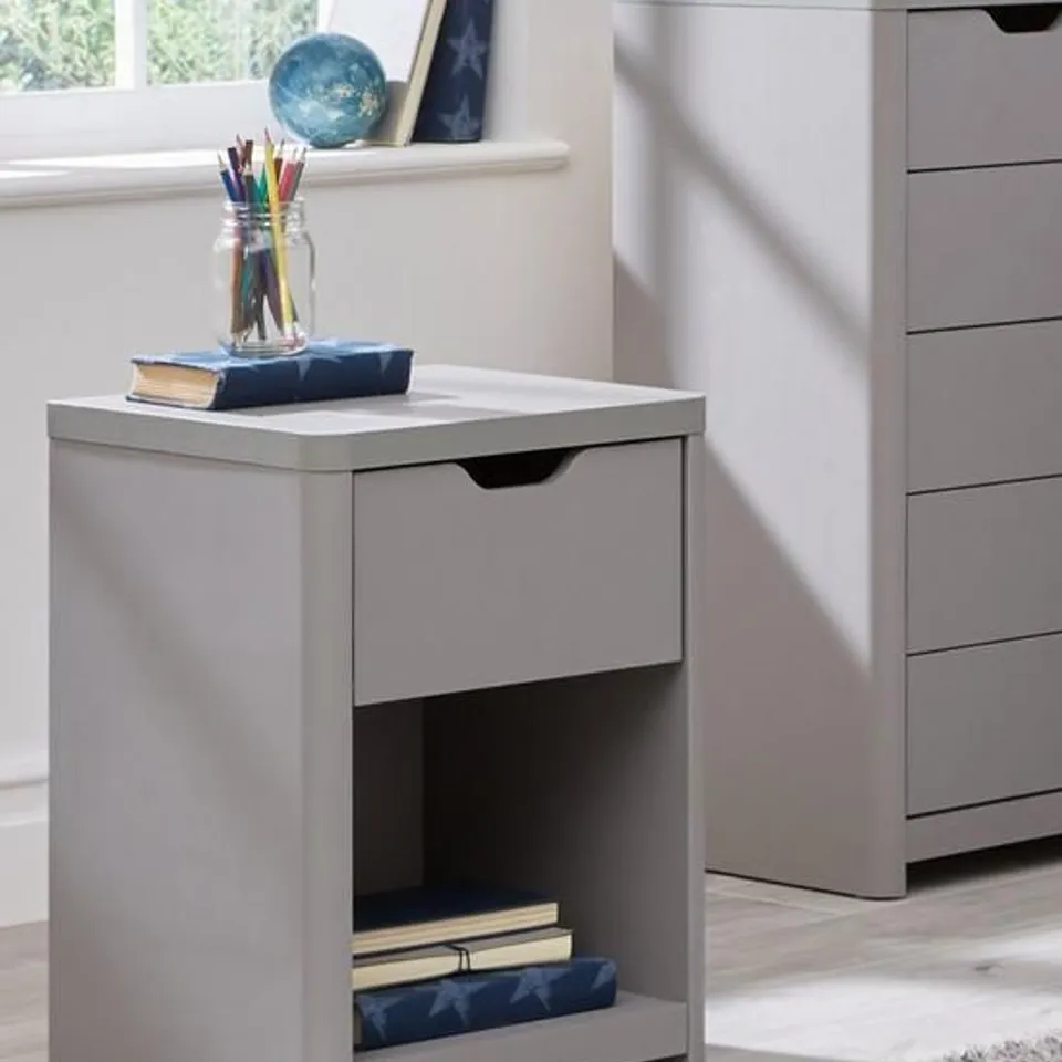 ASPEN 1 DRAWER BEDSIDE CHEST - GREY OAK EFFECT RRP £59