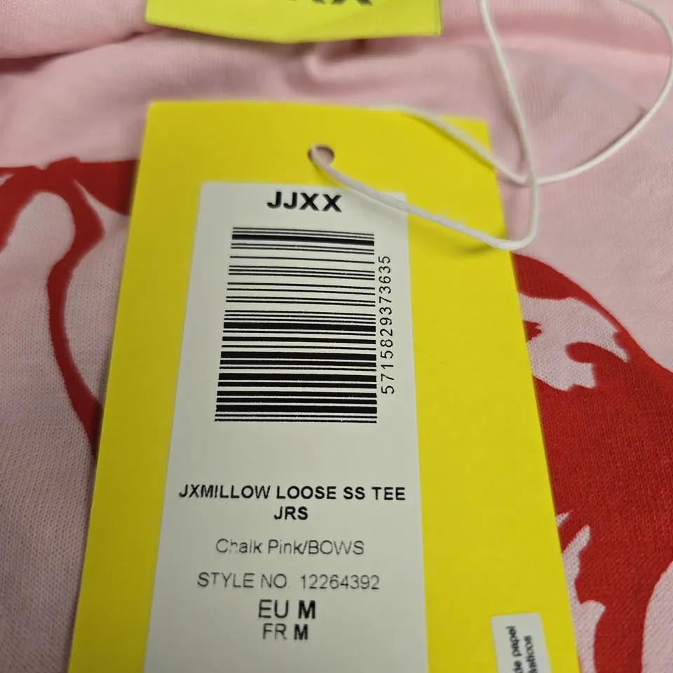 JJXX CHALK PINK MELLOW LOOSE SS TEE – BOW PRINT, WOMEN’S T-SHIRT (EU M / FR M)