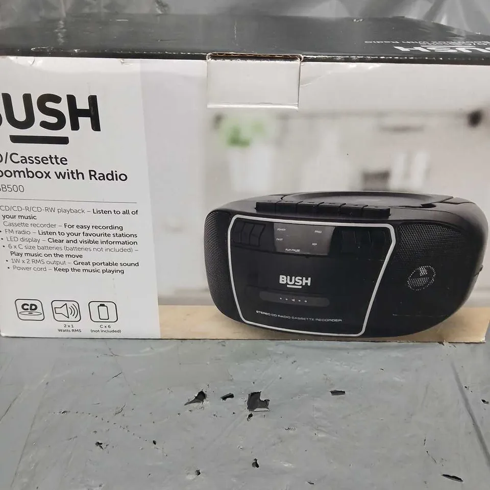 BUSH CD/CASSETTE BOOMBOX WITH RADIO