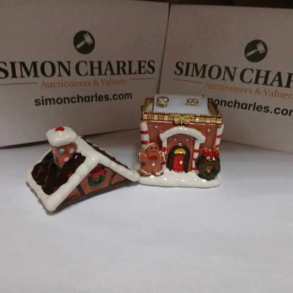 DIAMONIQUE 2CT TW BEZEL SET STUD IN CERAMIC GINGERBREAD HOUSE STERLING SILVER 