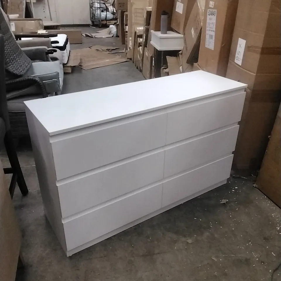 OSLO 6 DRAWER HIGH GLOSS CHEST/BEDROOM HOME STORAGE UNIT - WHITE 