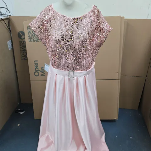 BONPRIX PALE PINK SEQUIN EVENING GOWN SIZE 20