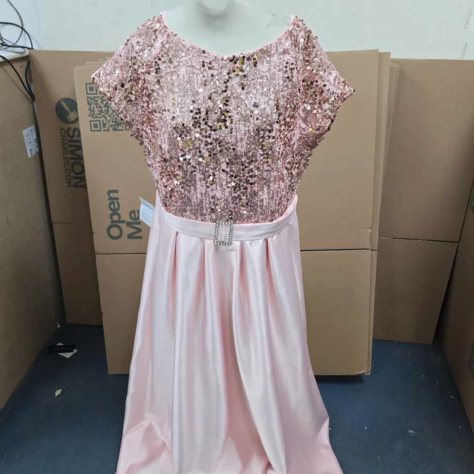 BONPRIX PALE PINK SEQUIN EVENING GOWN SIZE 20