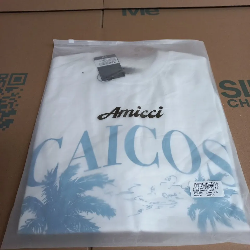 AMICI CAICOS GRAPHIC T-SHIRT – WHITE – UK L