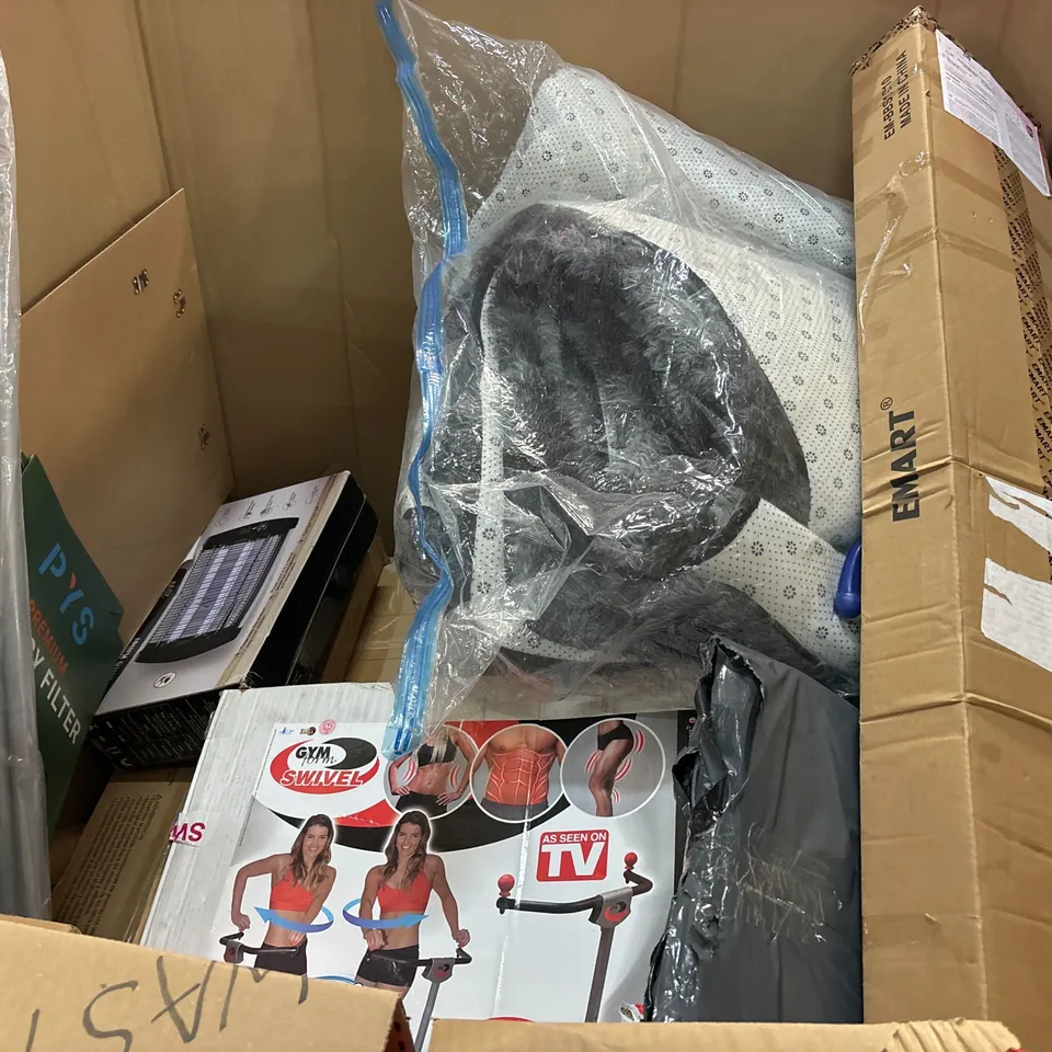 PALLET OF ASSORTED CONSUMER PRODUCTS TO INCLUDE: OFFICE CHAIRS, AIR FRYER, PAPER SHREDDER, AUDIO TURNTABLE ECT