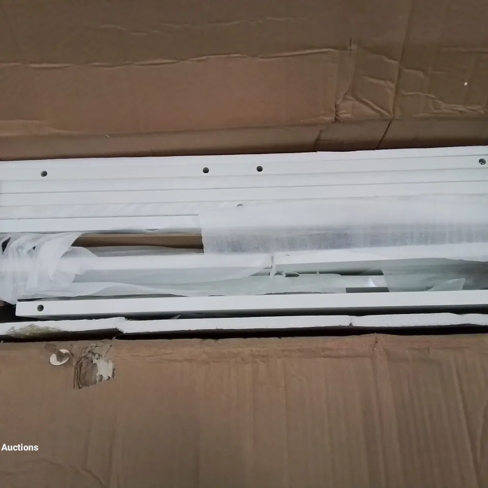 A BOXED BATHROOM GLASS STORAGE CABINET