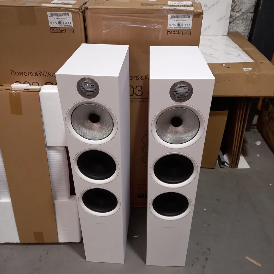 BOXED PAIR OF BOWERS AND WILKINS 603 S2 SPEAKERS- ANNIVERSARY ADDITION