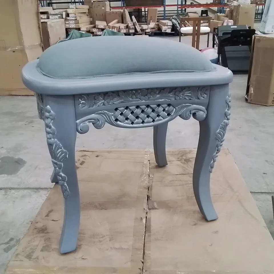 GREY FRENCH ANTIQUE STYLE SIDE STOOL