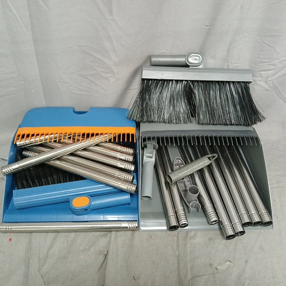 8 UNBRANDED DUST PANS & BRUSHES IN GREY & BLUE