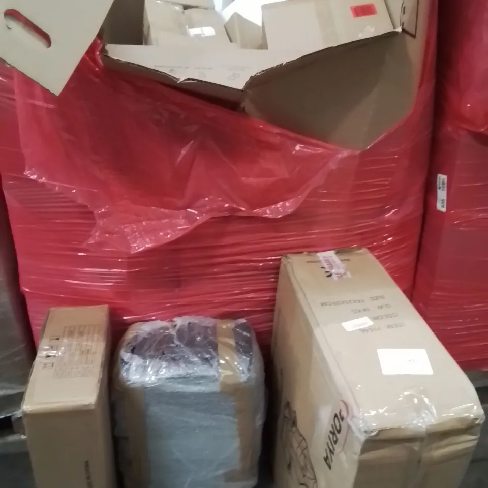 PALLET OF ASSORTED HOUSEHOLD GOODS AND PRODUCTS TO INCLUDE;GAMING CHAIR,SUITCASE,INFARED COOKER