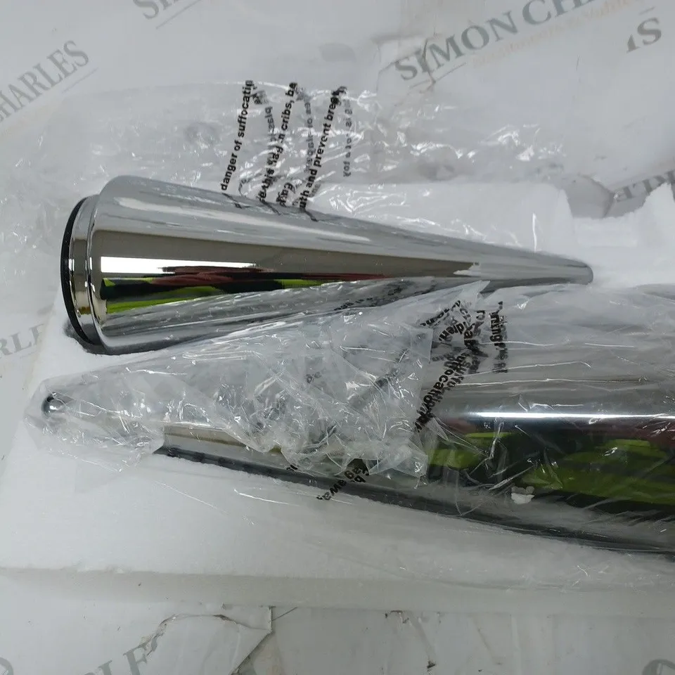 BOXED KELLY HOPPEN SET OF 2 INDOOR/OUTDOOR PRELIT GLASS DECOR - REFLECTIVE CONES