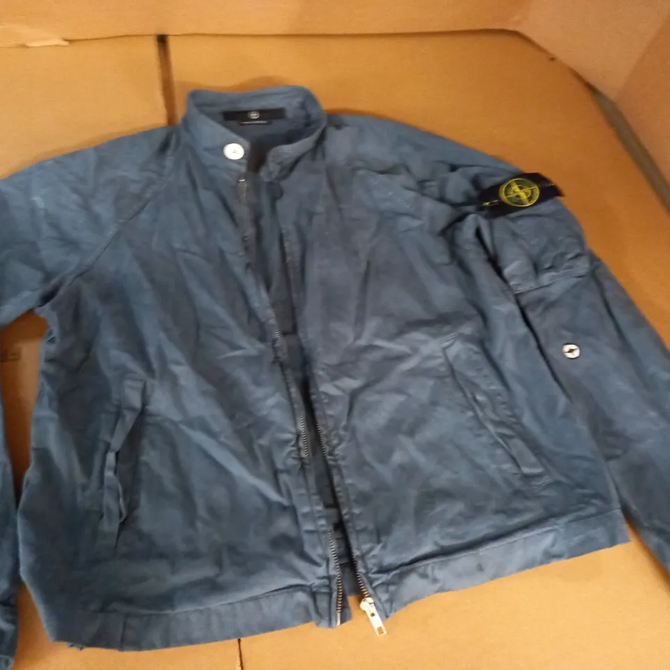 stone island zip through jacket in blue - l