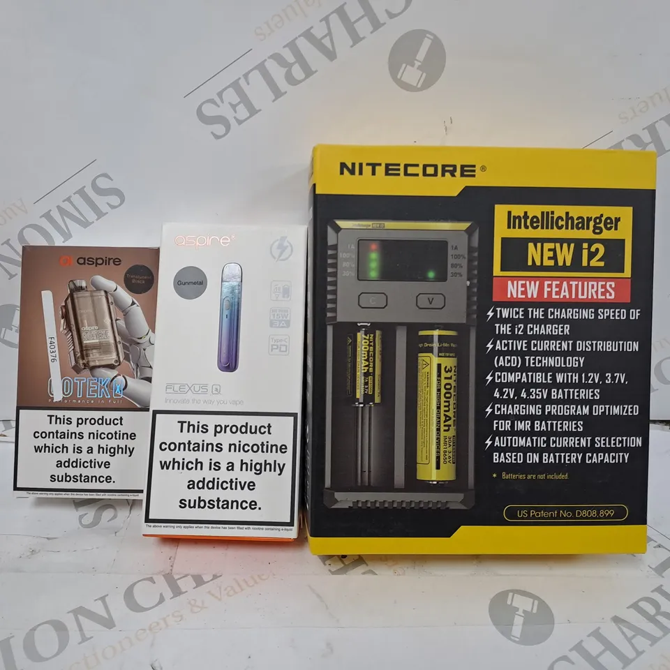 APPROXIMATELY 20 VAPES & E-CIGARETTES TO INCLUDE - ASPIRE FLEXUS - ASPIRE GOTEK X - NITECORE I2 ECT