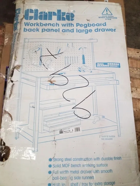 Lot 311: BOXED CLARKE CWB-R1B WORKBENCH WITH PEGBOARD BACK PANEL ...
