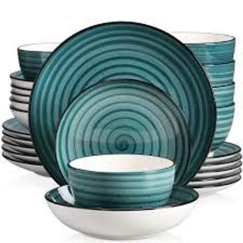 BOXED VANCASSO 18-PIECE STONEWARE DINNER SETS 7 COLOUR: GREEN (1 BOX)