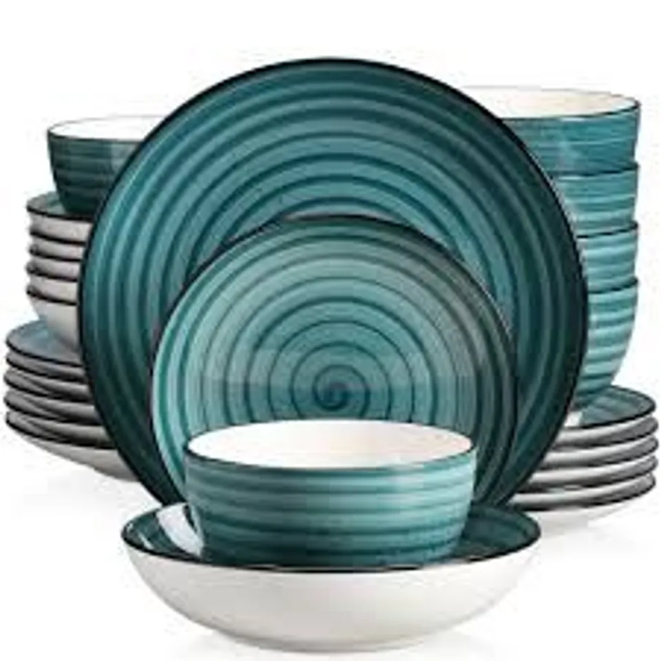 BOXED VANCASSO 18-PIECE STONEWARE DINNER SETS 7 COLOUR: GREEN (1 BOX)