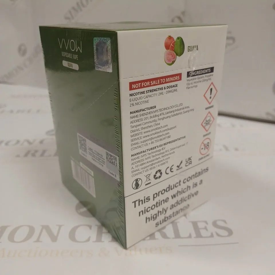 SEALED SMOK VVOW 10-PACK OF DISPOSABLE VAPES - GUAVA 