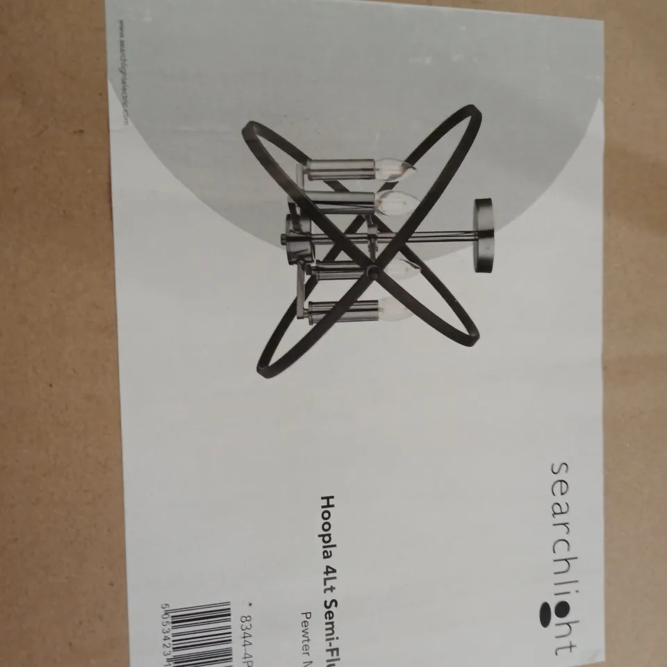 SEARCHLIGHT HOOPLA 4LT SEMI-FLUSH PENDANT – METAL, BOXED