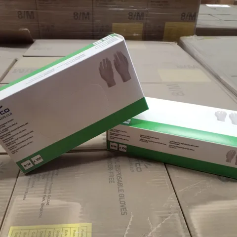 PALLET OF APPROXIMATELY 56 INTCO VINYL DISPOSABLE GLOVES 100PK BOXES - MEDIUM