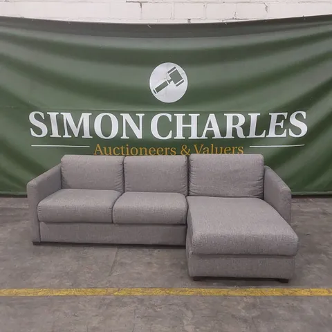 QUALITY DESIGNER ITALIAN MADE FABRIC CORNER CHAISE STORAGE SOFA - GREY