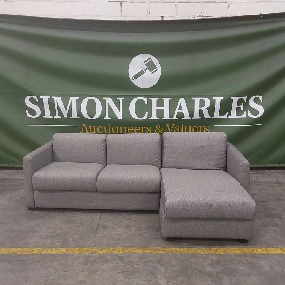 QUALITY DESIGNER ITALIAN MADE FABRIC CORNER CHAISE STORAGE SOFA - GREY