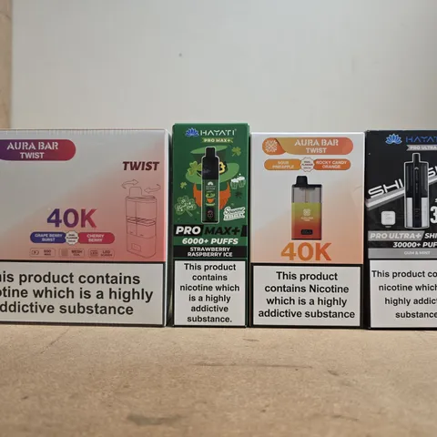 APPROXIMATELY 15 ASSORTED E-CIGARETTE AND VAPE PRODUCTS TO INCLUDE AURA BAR, HAYATI, ETC - COLLECTION ONLY