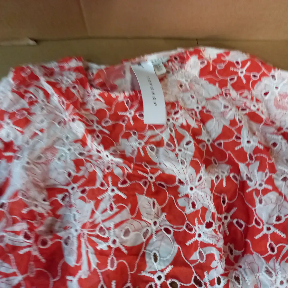TOPSHOP ORANGE FLORAL PUFF SLEEVE DRESS - UK 10