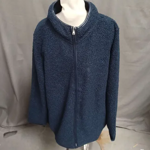 CREW CLOTHING COMPANY ZIP THROUGH BORG FLEECE IN NAVY SIZE 18