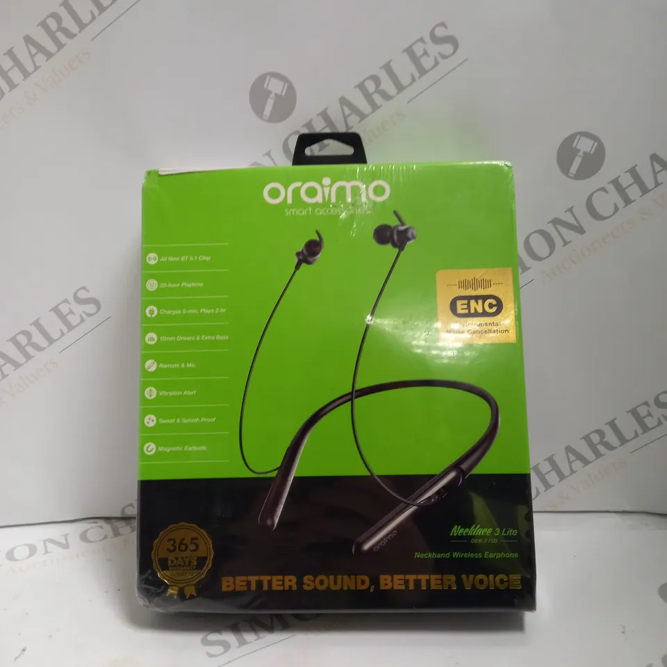 BOXED & SEALED ORAIMO NECKLACE 3 LITE NECKBAND EARPHONES BLACK 