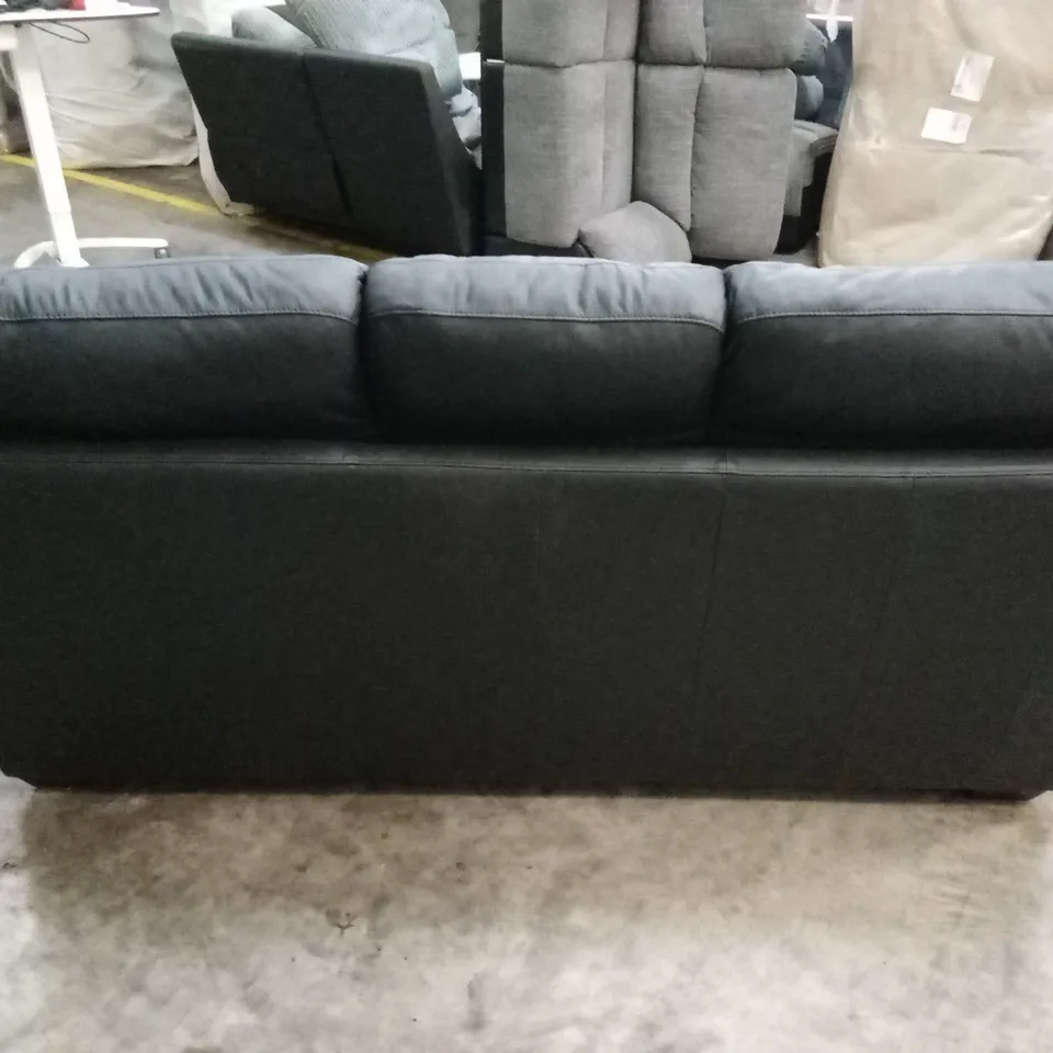 WILMSLOW LEATHER 3 SEATER SOFA - BLACK RRP £999