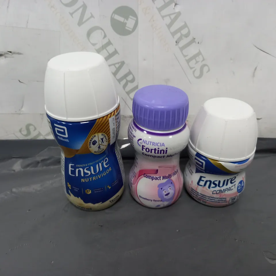 APPROXIMATELY 12 ASSORTED FOOD ITEMS TO INCLUDE - FORTINI, ENSURE COMPACT, AND ENSURE NUTRIVIGOR ETC.