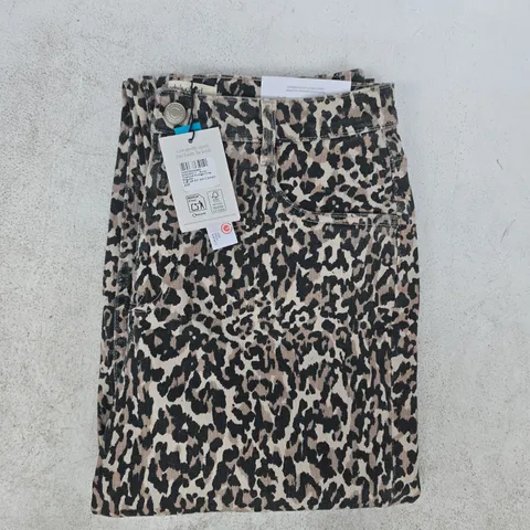 NOBODY'S CHILD TAPERED STRAIGHT LEG JEANS IN BROWN ANIMAL PRINT SIZE UK 12R