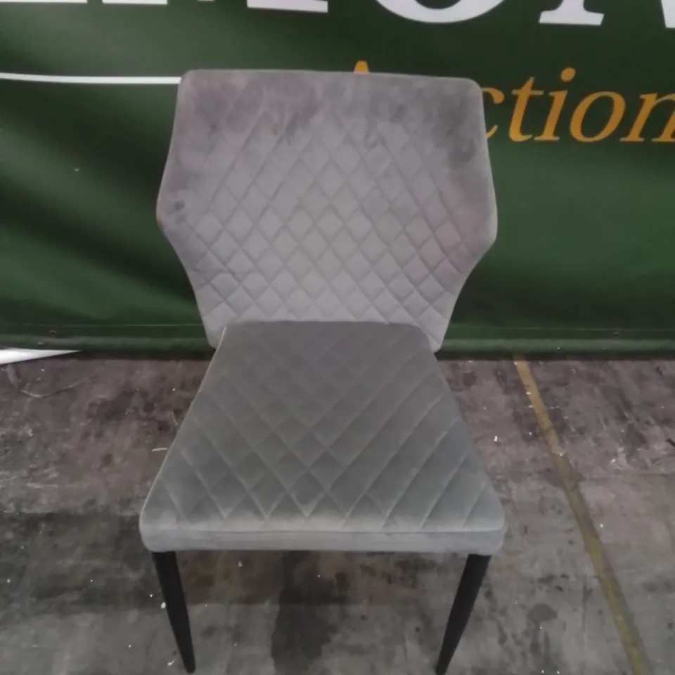 DESIGNER CROSS-PATTERENED UPHOLSTERED GREY DINING CHAIR