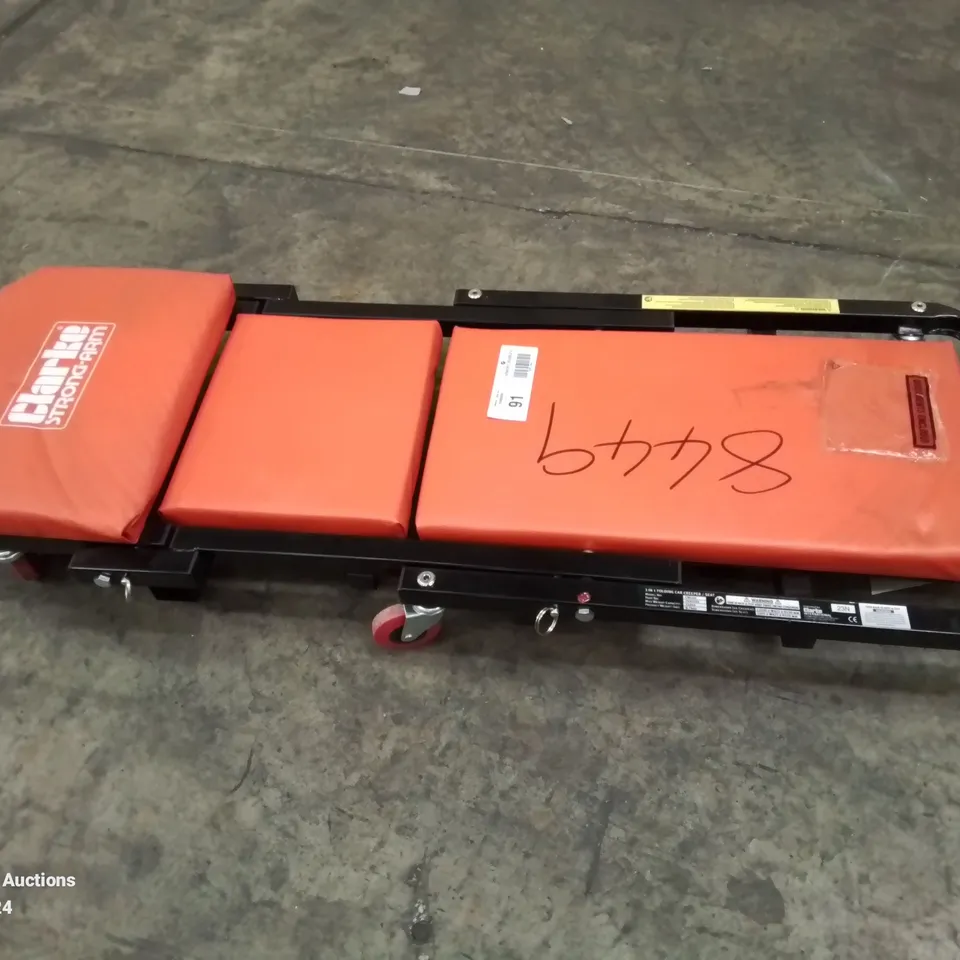 CLARKE STRONG ARM UNDER CAR TROLLEY (1 WHEEL MISSING)